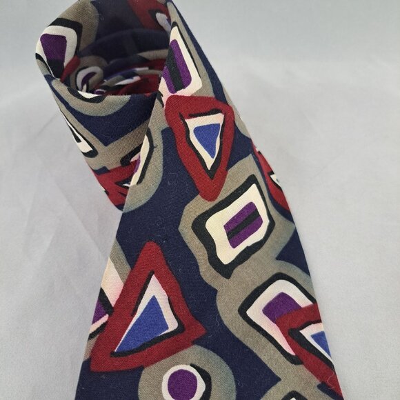 Van Heusen Mens Retro Geometric Pattern Cotton Tie 3 3/4" Wide USA - Picture 7 of 10